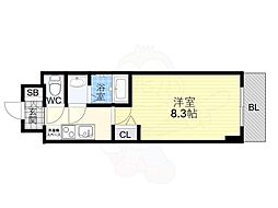 阪神本線 青木駅 徒歩6分の賃貸マンション 10階1Kの間取り