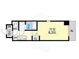 阪神本線 青木駅 徒歩6分の賃貸マンション 4階1Kの間取り