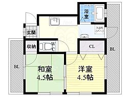 スエヒロマンション 2Kの間取図画像