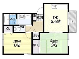 パセオ六甲 2DKの間取図画像