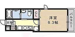 ラディウス森南 1Kの間取図画像