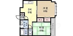 フローラハイツ六甲 2DKの間取図画像
