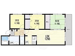 アルトゥーラ御影 3LDKの間取図画像