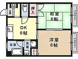 甲南フラット 2DKの間取図画像