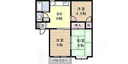 上野通ハウス 3DKの間取図画像