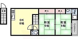 ビーコート青谷 2DKの間取図画像