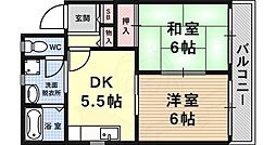 サンハイツ 2DKの間取図画像