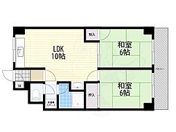 多聞ニューハイツ 2LDKの間取図画像
