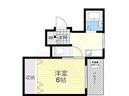 アストレア岸地 1Kの間取図画像