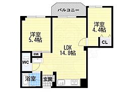 三倉六甲台ライフ 2LDKの間取図画像