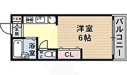 クァトルセゾン六甲道 1Kの間取図画像