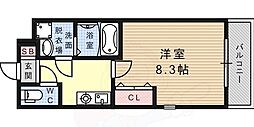 グランデ六甲道 1Kの間取図画像