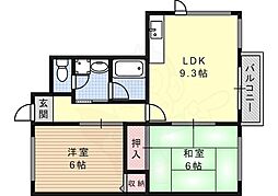 六甲司マンション 2LDKの間取図画像