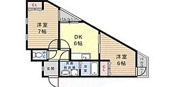 シャトル・K 2DKの間取図画像