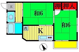 田中アパート 2Kの間取図画像