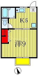 シフォン 2階1Kの間取り
