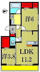 プロスペールＥ　No.1 1階2LDKの間取り