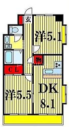 ヌーベルハイムマルシオ 4階2DKの間取り