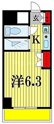 グランヒル松戸 4階1Kの間取り