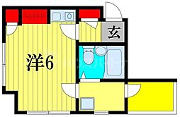 ベルトピア松戸第7 4階ワンルームの間取り