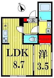 KEIAI RESIDENCE 新松戸I 3階1Kの間取り