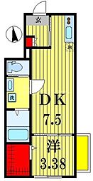 ヴィラ北松戸 1階1DKの間取り
