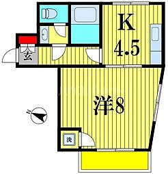 コパーズアプト北小金 2階1Kの間取り