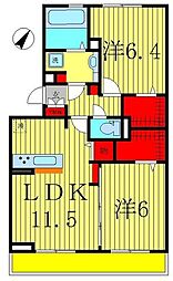 シゴーニュ 3階2LDKの間取り