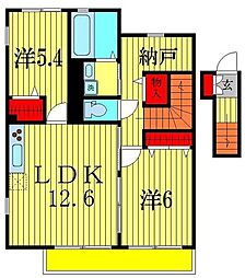 アムールSIII 2階2LDKの間取り