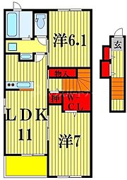 ウエストパーク 2階2LDKの間取り