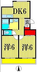 ボヌールメゾンオジマ 2DKの間取図画像