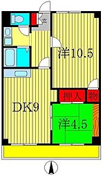 ニュー松戸コーポE 2DKの間取図画像