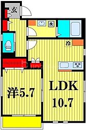 アルカディア流山 1LDKの間取図画像