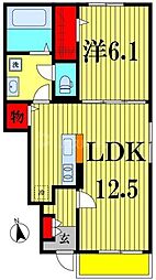 第一コーポ中島 1LDKの間取図画像