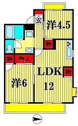 グランディール 2LDKの間取図画像