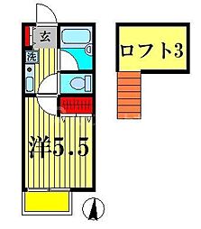 KYハイム 1Kの間取図画像