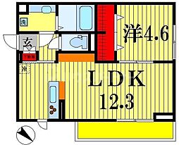 AXIS南流山 1LDKの間取図画像