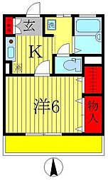 シャレー馬橋 1Kの間取図画像