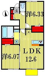 グランデ 2LDKの間取図画像