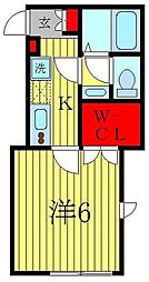 キャメル松戸大谷口2 1Kの間取図画像