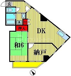 グローリアパレス壱番館 1DKの間取図画像