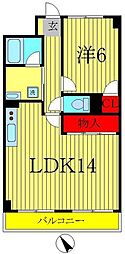 アルデール三郷B棟 1LDKの間取図画像