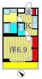 シェーヌ4 1Kの間取図画像