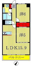 レジデンスラフィネ 2LDKの間取図画像