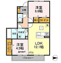 アヴェール 2LDKの間取図画像