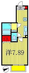 リロアン新松戸 1Kの間取図画像