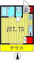 パティオスクエア ワンルームの間取図画像