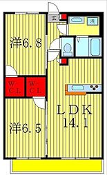 プランドールサンク 2LDKの間取図画像