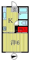 パームハイツ 1Kの間取図画像