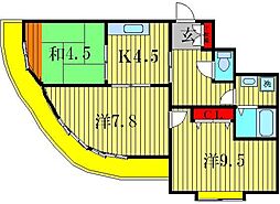 ラックフィールド 3Kの間取図画像